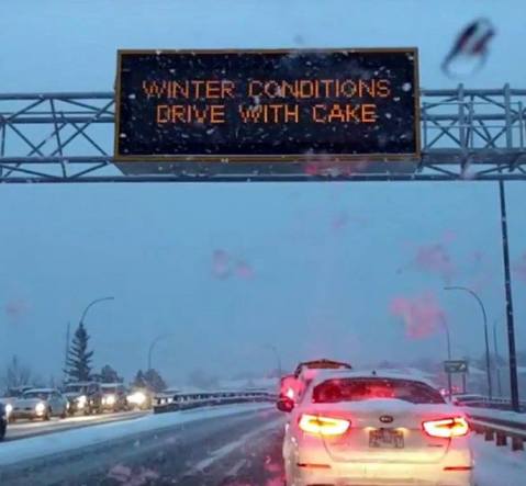Winter highway blooper